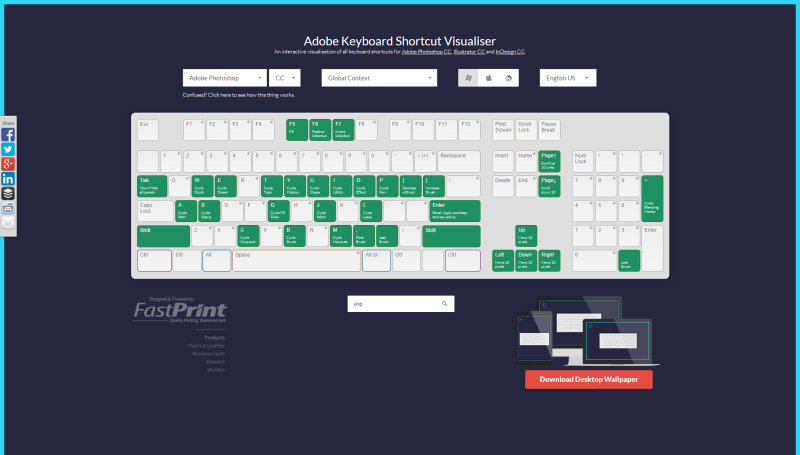 Adobe Photoshop Keyboard Shortcut Visualizer SHIFT