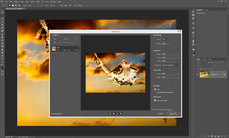Adobe Photoshop CC 2015 export as