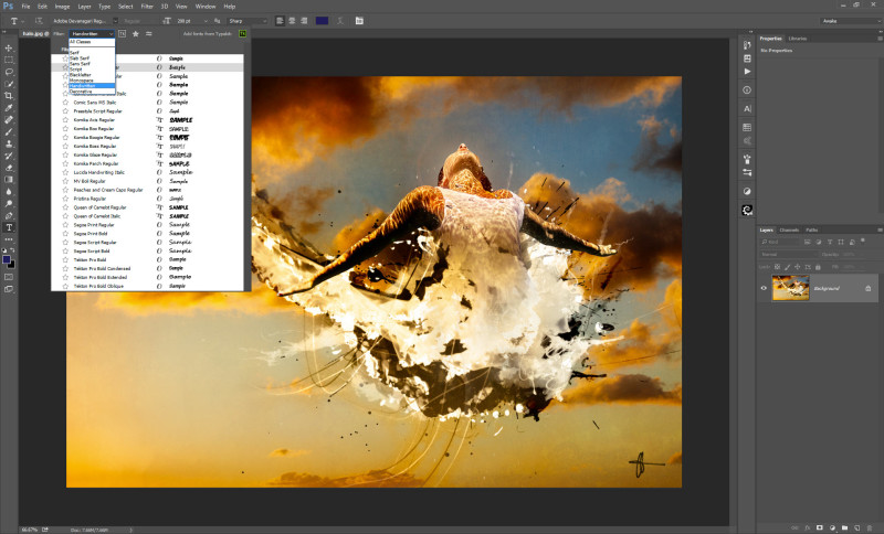 Adobe Photoshop CC 2015 font selector