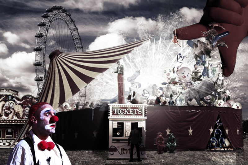 Pouring Into The Big Top by Pamela Perkins