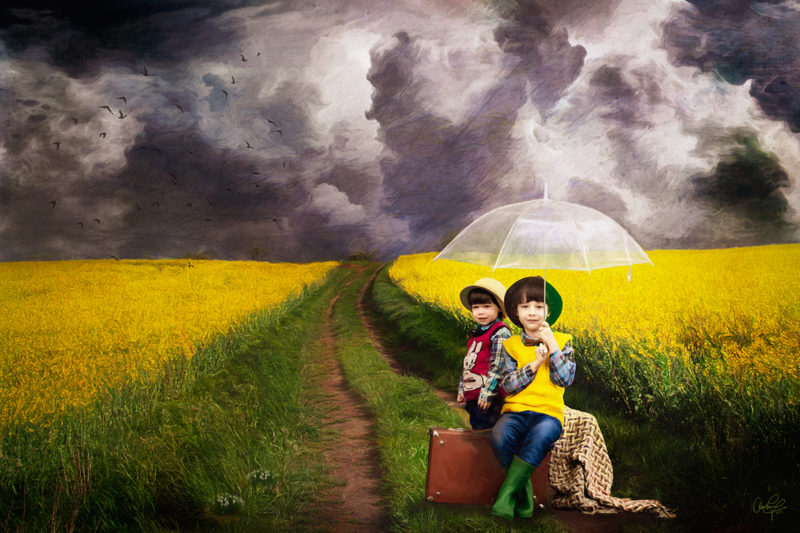 Boys With Umbrella by Dan Lavery