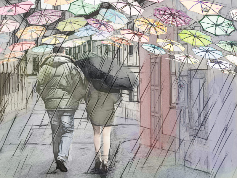 Raining Umbrellas by Jennifer Podor
