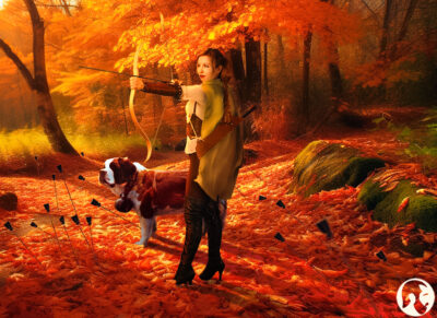 The Archer and Her Dog by Pere Lence