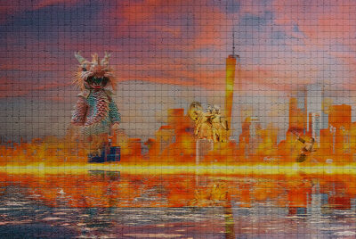 Titans v. Drakon, Mosaic Circa Middle Kingdom by Randall Marsh